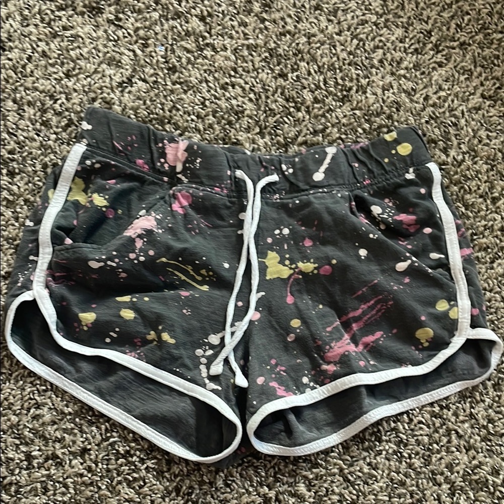 Justice Kids Splatter Print Shorts - Black, Pink, Yellow
